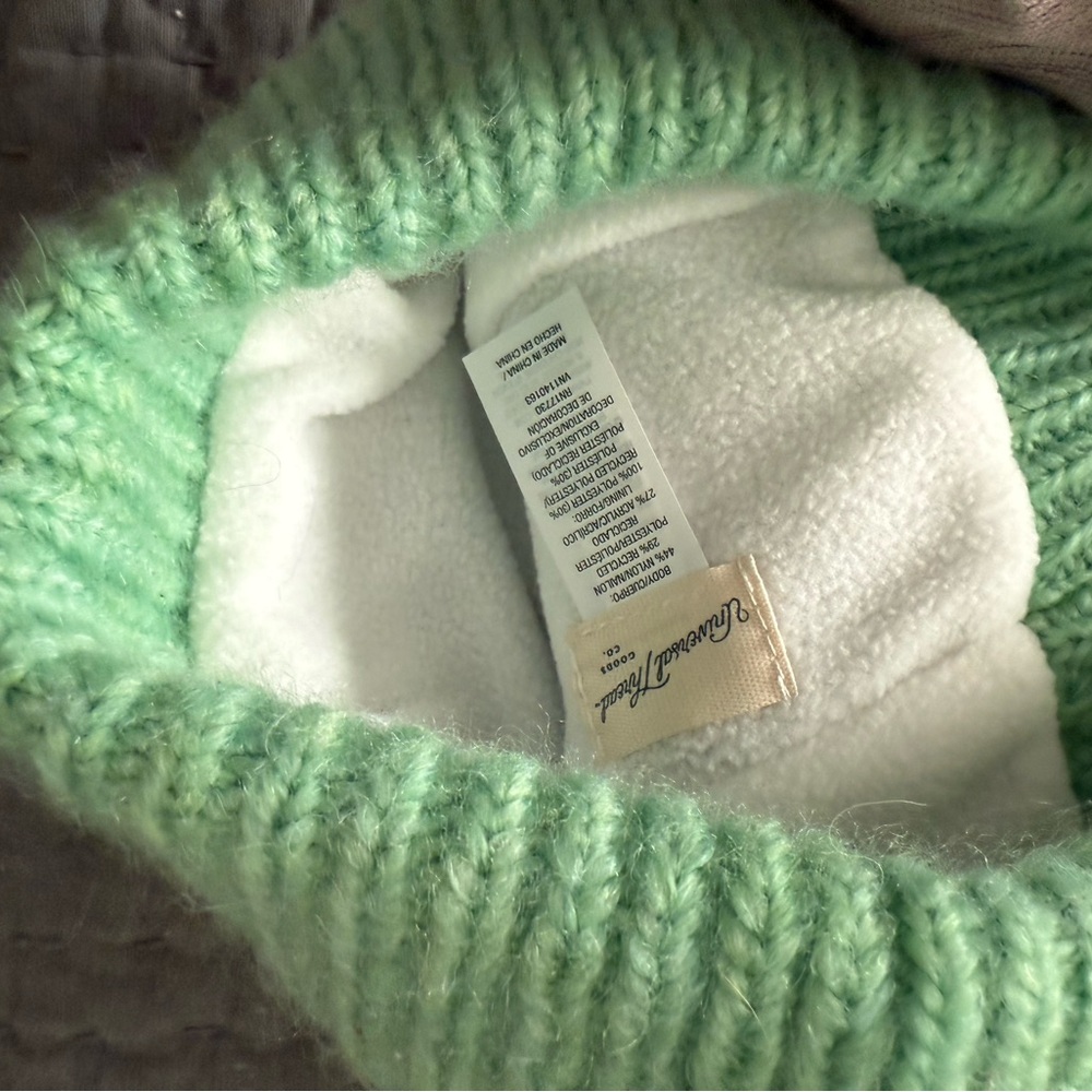 Universal Thread Mint Green and Cream Knit Beanie - Picture 3 of 3